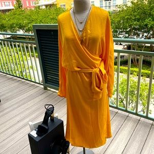 L’agence marigold yellow l/s silk dress